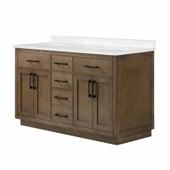 Ove Decors Athea 60 in. Double Sink Bathroom Vanity with Countertop, Almond Latte, 15VVAR-ATHE60-059EI