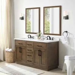 Ove Decors Athea 60 in. Double Sink Bathroom Vanity with Countertop, Almond Latte, 15VVAR-ATHE60-059EI -Cheap Ove Decors Store 1732372 A2