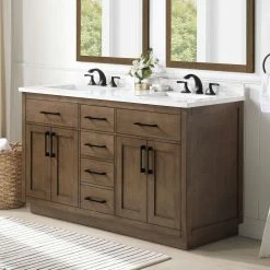Ove Decors Athea 60 in. Double Sink Bathroom Vanity with Countertop, Almond Latte, 15VVAR-ATHE60-059EI -Cheap Ove Decors Store 1732372 A3