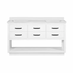 Ove Decors Carran Double Sink Bathroom Vanity with Countertop, White