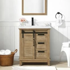 Ove Decors Edenderry Single Sink Bathroom Barn Door Vanity with Countertop, 15VVAR-EDEN30-122EI -Cheap Ove Decors Store 1732388 A2