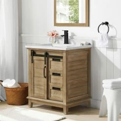 Ove Decors Edenderry Single Sink Bathroom Barn Door Vanity with Countertop, 15VVAR-EDEN30-122EI -Cheap Ove Decors Store 1732388 A4