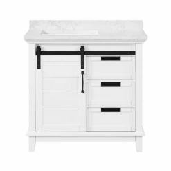 Ove Decors Edenderry 36 in. Single Sink Bathroom Barn Door Vanity with Countertop, White, 15VVAR-EDEN36-007EI