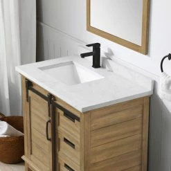 Ove Decors Edenderry 36 in. Single Sink Bathroom Barn Door Vanity with Countertop, Rustic Almond, 15VVAR-EDEN36-122EI -Cheap Ove Decors Store 1732390 A5