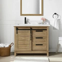 Ove Decors Edenderry Double Sink Bathroom Barn Door Vanity with Countertop, 15VVAR-EDEN42-122EI -Cheap Ove Decors Store 1732392 A2