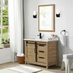 Ove Decors Edenderry Double Sink Bathroom Barn Door Vanity with Countertop, 15VVAR-EDEN42-122EI -Cheap Ove Decors Store 1732392 A3