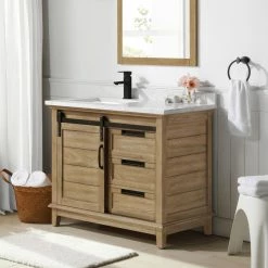 Ove Decors Edenderry Double Sink Bathroom Barn Door Vanity with Countertop, 15VVAR-EDEN42-122EI -Cheap Ove Decors Store 1732392 A4