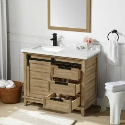 Ove Decors Edenderry Double Sink Bathroom Barn Door Vanity with Countertop, 15VVAR-EDEN42-122EI -Cheap Ove Decors Store 1732392 A5