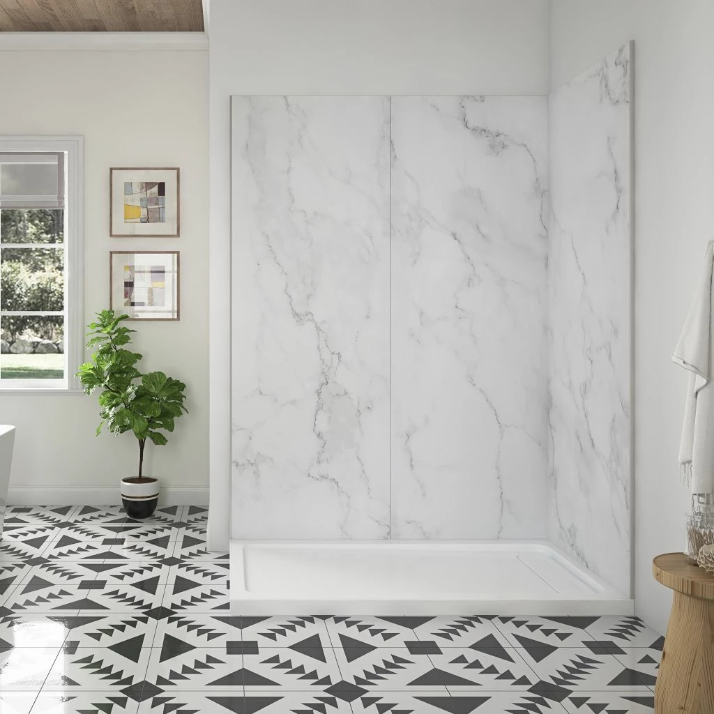 Ove Decors Arroyo Solid Surface Corner Shower Wall, 60 in. x 32 in. 2 Ove Decors Arroyo Solid Surface Corner Shower Wall, 60 in. x 32 in. - Image 2