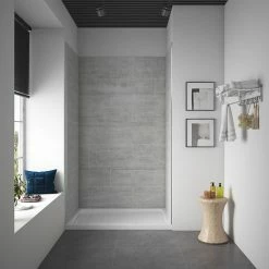 Ove Decors Misty Solid Surface Alcove Shower Wall, 48 in. x 32 in.