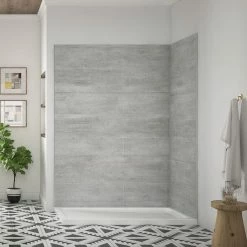 Ove Decors Misty Solid Surface Corner Shower Wall, 60 in. x 32 in.