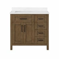 Ove Decors Tahoe VI 36 in. Single Sink Bathroom Vanity with Marble Countertop, Almond Latte, 15VVA-TAH636-059FY