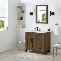 Ove Decors Tahoe VI 36 in. Single Sink Bathroom Vanity with Marble Countertop, Almond Latte, 15VVA-TAH636-059FY -Cheap Ove Decors Store 1738434 A2