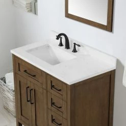 Ove Decors Tahoe VI 36 in. Single Sink Bathroom Vanity with Marble Countertop, Almond Latte, 15VVA-TAH636-059FY -Cheap Ove Decors Store 1738434 A4
