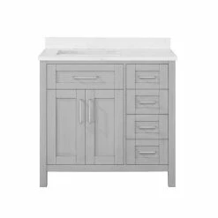Ove Decors Tahoe VI 36 in. Single Sink Bathroom Vanity with Marble Countertop, Vintage Grey, 15VVA-TAH636-123FY
