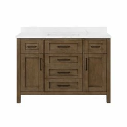 Ove Decors Tahoe VI 48 in. Single Sink Bathroom Vanity with Marble Countertop, Almond Latte, 15VVA-TAH648-059FY