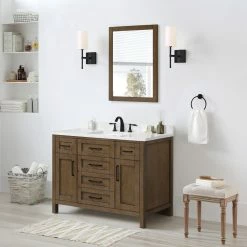 Ove Decors Tahoe VI 48 in. Single Sink Bathroom Vanity with Marble Countertop, Almond Latte, 15VVA-TAH648-059FY -Cheap Ove Decors Store 1738437 A2