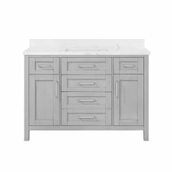 Ove Decors Tahoe VI 48 in. Single Sink Bathroom Vanity with Marble Countertop, Vintage Grey, 15VVA-TAH648-123FY