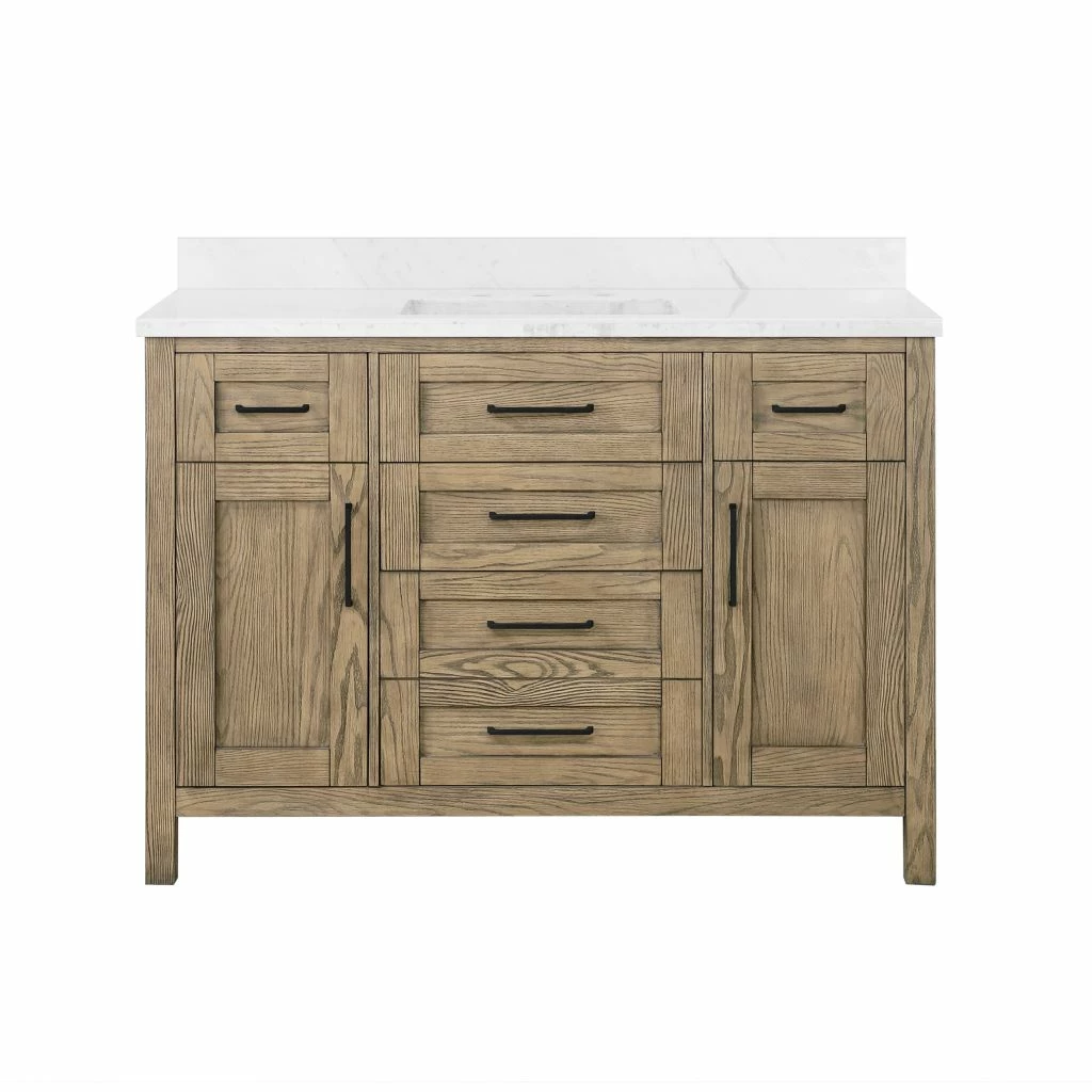 Ove Decors Tahoe VI 48 in. Single Sink Bathroom Vanity with Marble Countertop, Water Oak, 15VVA-TAH648-147FY 1 Ove Decors Tahoe VI 48 in. Single Sink Bathroom Vanity with Marble Countertop, Water Oak, 15VVA-TAH648-147FY