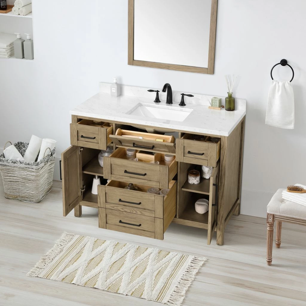 Ove Decors Tahoe VI 48 in. Single Sink Bathroom Vanity with Marble Countertop, Water Oak, 15VVA-TAH648-147FY 4 Ove Decors Tahoe VI 48 in. Single Sink Bathroom Vanity with Marble Countertop, Water Oak, 15VVA-TAH648-147FY - Image 4