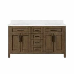 Ove Decors Tahoe VI 60 in. Double Sink Bathroom Vanity with Marble Countertop, Almond Latte, 15VVA-TAH660-059FY