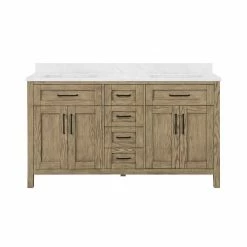 Ove Decors Tahoe VI 60 in. Double Sink Bathroom Vanity Marble Countertop, Water Oak, 15VVA-TAH672-123FY