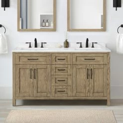 Ove Decors Tahoe VI 60 in. Double Sink Bathroom Vanity Marble Countertop, Water Oak, 15VVA-TAH672-123FY -Cheap Ove Decors Store 1738442 A2