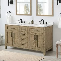 Ove Decors Tahoe VI 60 in. Double Sink Bathroom Vanity Marble Countertop, Water Oak, 15VVA-TAH672-123FY -Cheap Ove Decors Store 1738442 A3