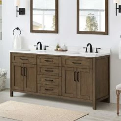Ove Decors Tahoe VI 72 in. Double Sink Bathroom Vanity Marble Countertop, Almond Latte, 15VVA-TAH672-123FY -Cheap Ove Decors Store 1738443 A2