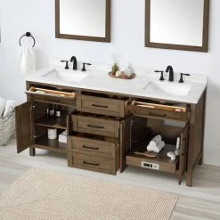 Ove Decors Tahoe VI 72 in. Double Sink Bathroom Vanity Marble Countertop, Almond Latte, 15VVA-TAH672-123FY -Cheap Ove Decors Store 1738443 A3