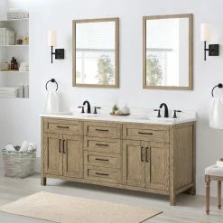 Ove Decors Tahoe VI 72 in. Double Sink Bathroom Vanity with Marble Countertop, Water Oak, 15VVA-TAH672-147FY -Cheap Ove Decors Store 1738445 A2